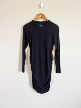 SheBird The Aspen Ruched Ribbed Mini Long Sleeve Shapewear Dress Size 3 (S/M)